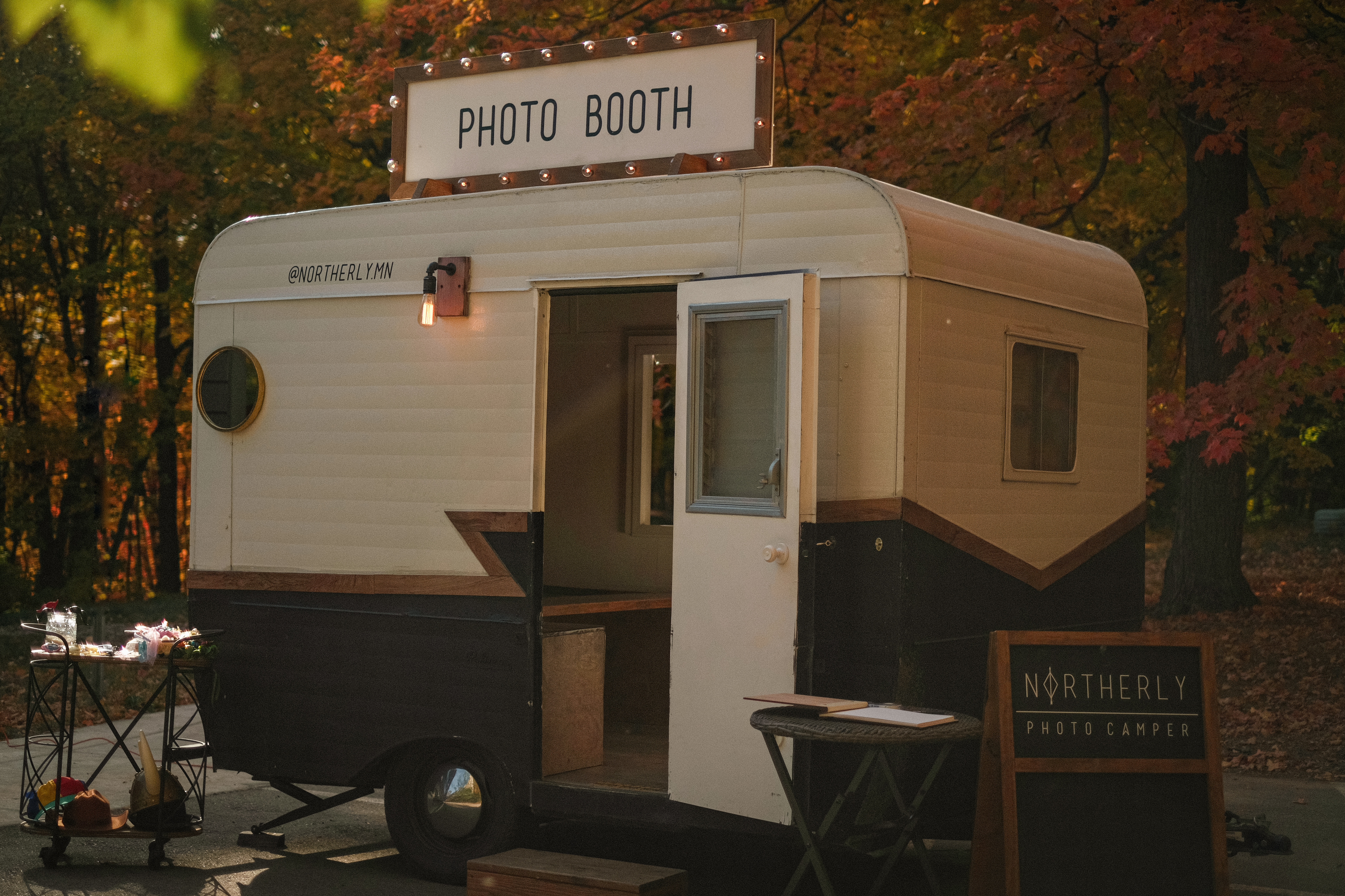Vintage photo booth camper