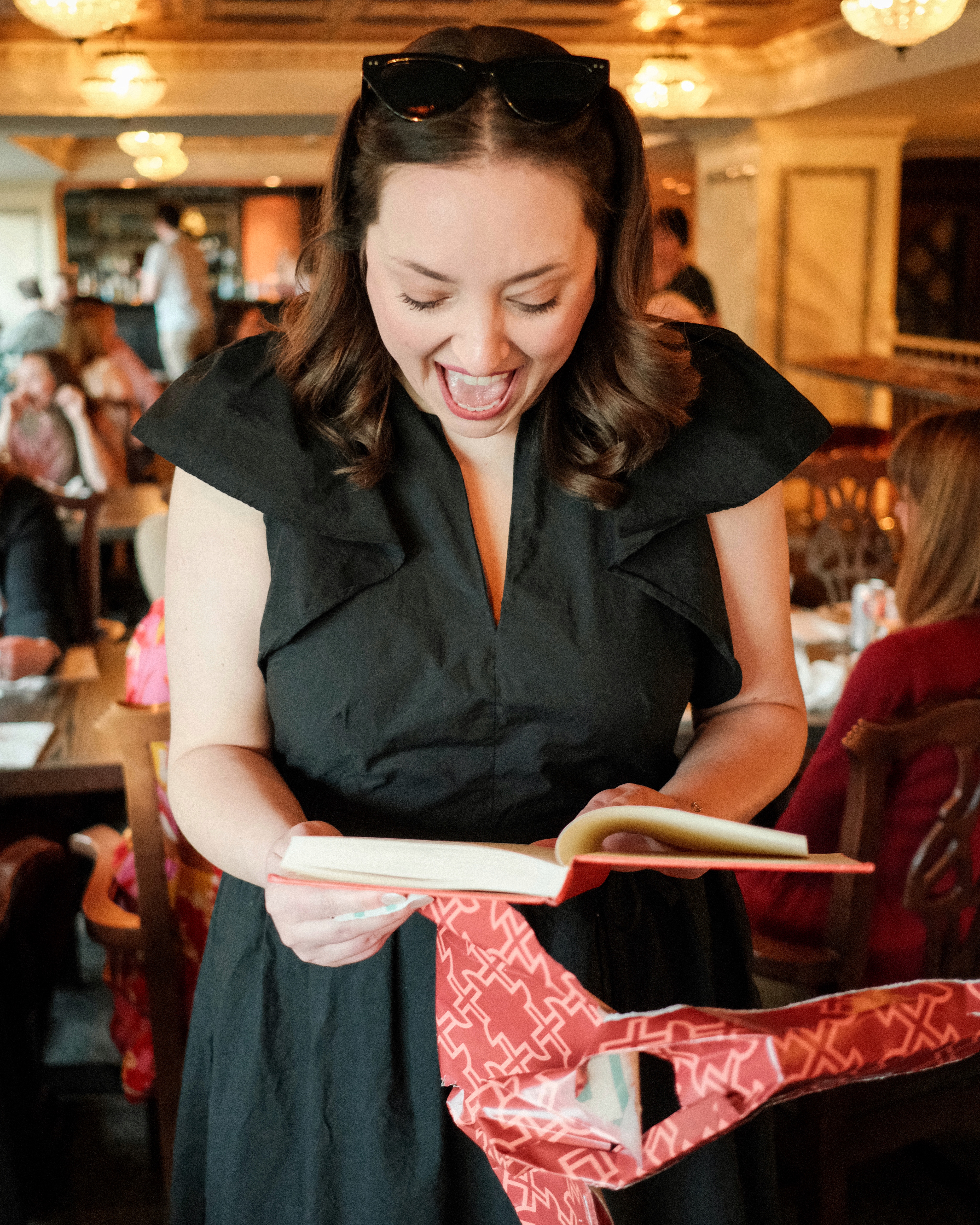 Woman laughing joyfully